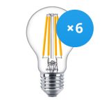 Confezione Multipack 6x Philips Corepro LEDbulb E27 Pera Chiara 10.5W 1521lm - 827 Bianco Molto Caldo | Sostitutiva 100W