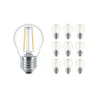 Confezione Multipack 10x Philips Corepro LEDluster E27 Sferica Filamento Chiara 2W 250lm - 827 Bianco Molto Caldo | Sostitutiva 25W