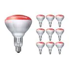 Confezione Multipack 10x Philips BR125 IR 250W E27 230-250V Rosso